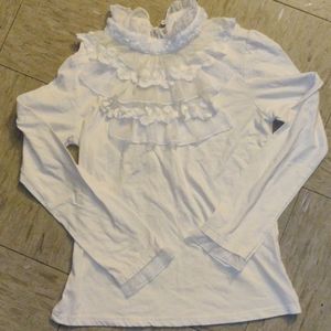 Unique Cream Top with Lacey Frill Accents